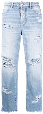 (W) DSQUARED2 SS22 女士蓝色做旧直筒牛仔裤 S72LB0474S30309-470 Order (W) DSQUARED2 SS22 女士蓝色做旧直筒牛仔裤 S72LB0474S30309-470