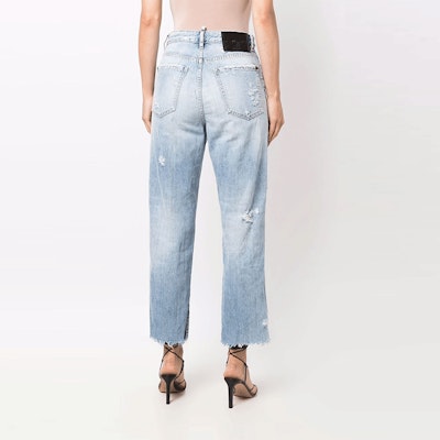 (W) DSQUARED2 SS22 女士蓝色做旧直筒牛仔裤 S72LB0474S30309-470 Shop (W) DSQUARED2 SS22 女士蓝色做旧直筒牛仔裤 S72LB0474S30309-470