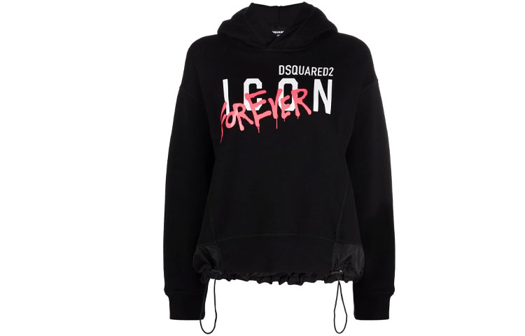 Order (W) DSQUARED2 SS22 涂鸦印花连帽衫 黑色 S80GU0058S25516-900