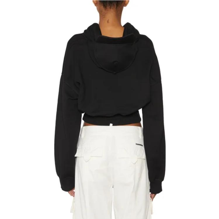 Shop (W) DSQUARED2 SS23 ブラック クロップドプルオーバー フロントレタープリント付き FS75GU0447S25516-900