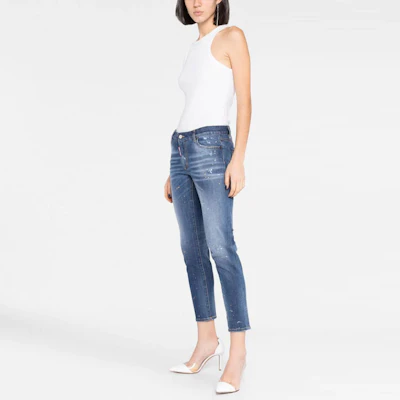 (Women) DSQUARED2 SS23 Low-Rise Cropped Skinny Jeans Women Indigo Blue. S75LB0751S30595-470 Purchase (Women) DSQUARED2 SS23 Low-Rise Cropped Skinny Jeans Women Indigo Blue. S75LB0751S30595-470