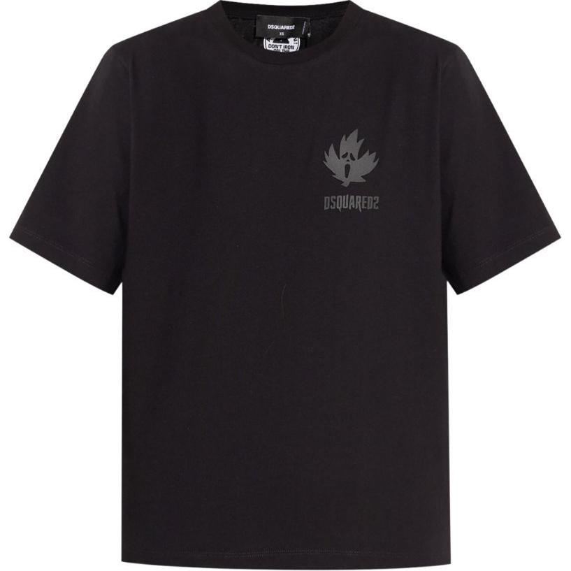 Order (W) DSQUARED2 SS24 Baju-T Leher Bulat Logo Daun Maple Hitam. S75GD0415D20020-900