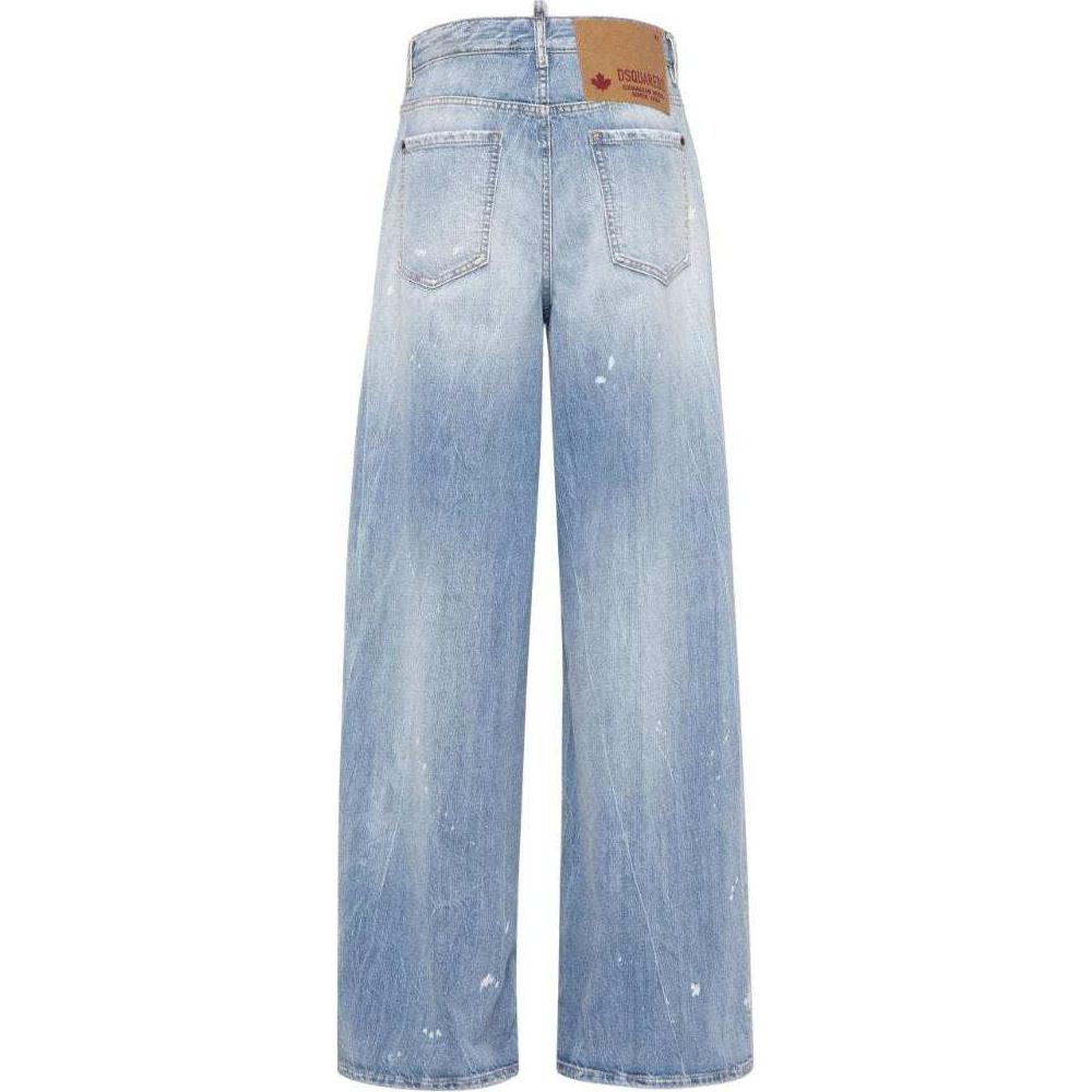 (Women) DSQUARED2 SS24 Distressed Wide-Leg Faded Ripped Zip Jeans Women Navy Blue S75LB0951S30309-470 圖 3
