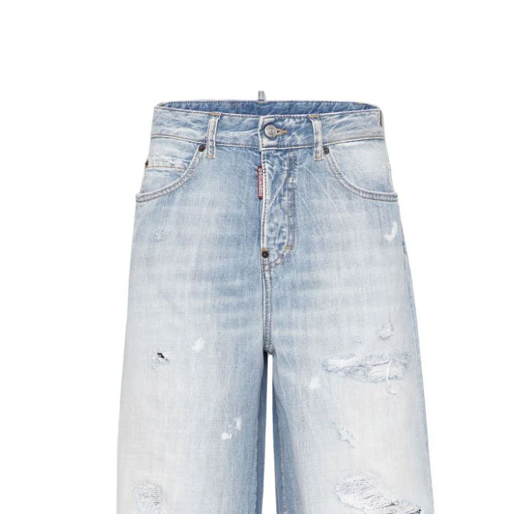 (Women) DSQUARED2 SS24 Distressed Wide-Leg Faded Ripped Zip Jeans Women Navy Blue S75LB0951S30309-470 圖 4