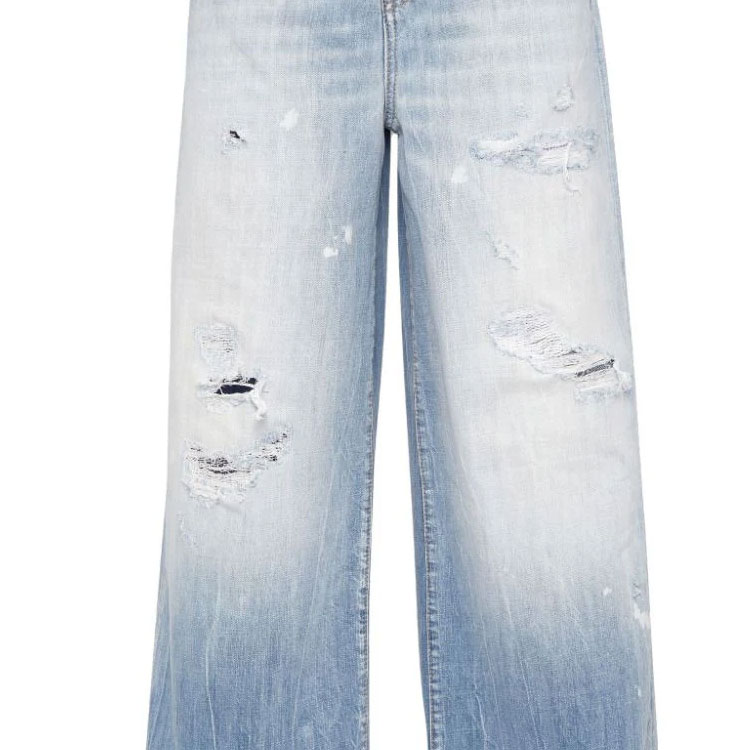 (Women) DSQUARED2 SS24 Distressed Wide-Leg Faded Ripped Zip Jeans Women Navy Blue S75LB0951S30309-470 圖 5