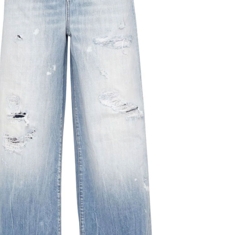 (Women) DSQUARED2 SS24 Distressed Wide-Leg Faded Ripped Zip Jeans Women Navy Blue S75LB0951S30309-470 圖 7