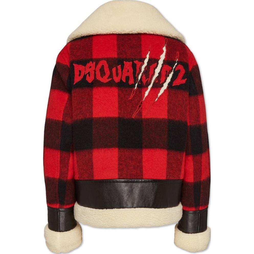 (Women) Dsquared2 SS24 Letter Logo Plaid Patchwork Long Sleeve Jacket Women Red S75AM1065S78290-001 圖 3
