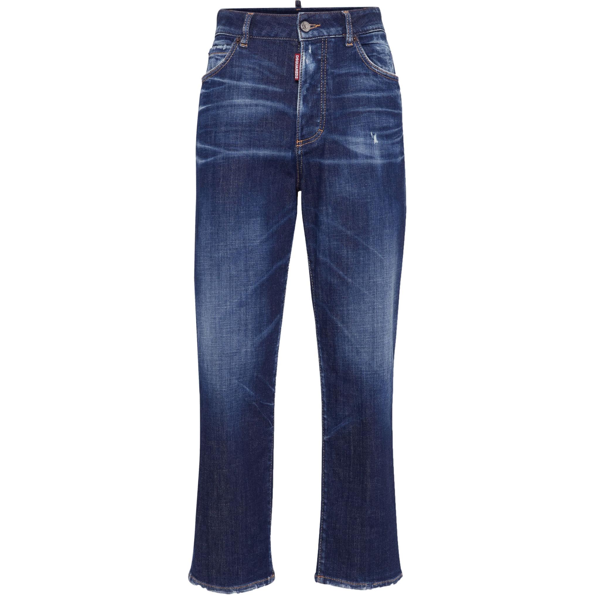 (Women) DSQUARED2 Tie-Dye High-Waist Straight-Fit Jeans Women Navy Blue S72LB0788S30872-470