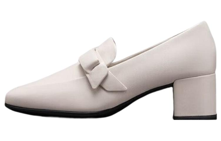 (Women) ECCO 5cm 'Beige Square Toe Block Heel' 29090301378