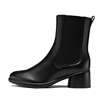 (W) ECCO Chelsea Boot 'Black Layered Leather Heel'