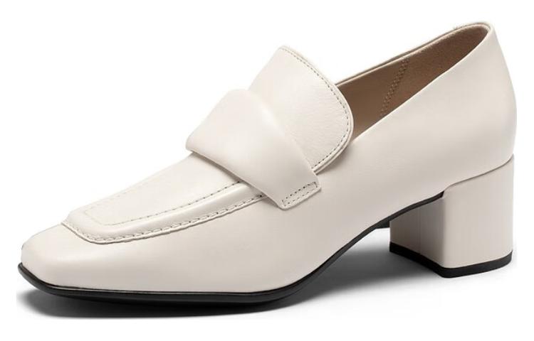 (Women) ECCO Fashion Square Toe Block Heel 'Beige' 29073301378