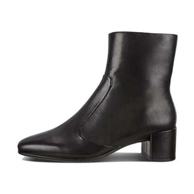 (W) ECCO Fashion Thick Heel Ankle Boot 'Black Leather'