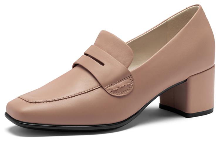 (W) ECCO Leather 'Toscana Pink Chunky Heel'