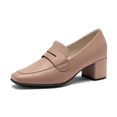 (W) ECCO Leather 'Toscana Pink Chunky Heel'