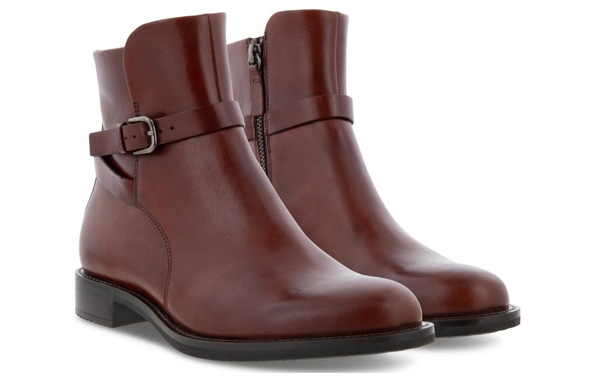 Lookbook (Women) ECCO Leather Buckle Fashion Chunky Heel Ankle Boot 'Deep Brown' 24933301053