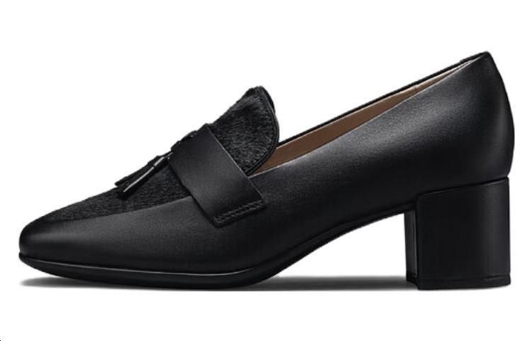 (Women) ECCO Leather Chunky Heel Comfort 'Black 7cm' 29092351052