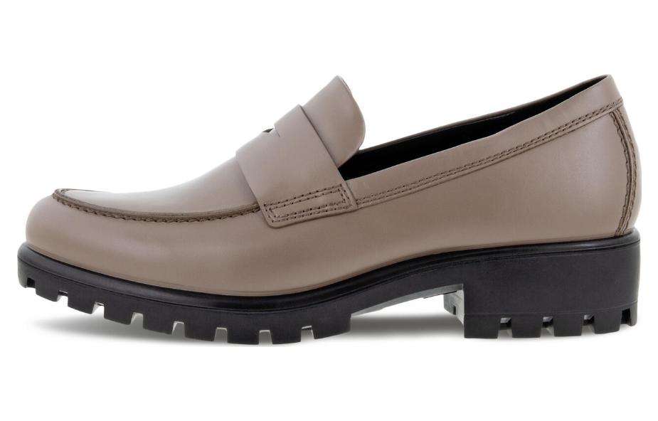 (Women) ECCO Leather Embossed Round Toe High Heel 4cm 'Grey Brown' 49001301674