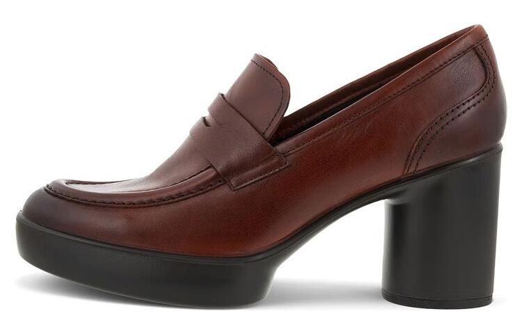 (Women) ECCO Leather Fashion Platform 'Burgundy Chunky Heel' 20734301053