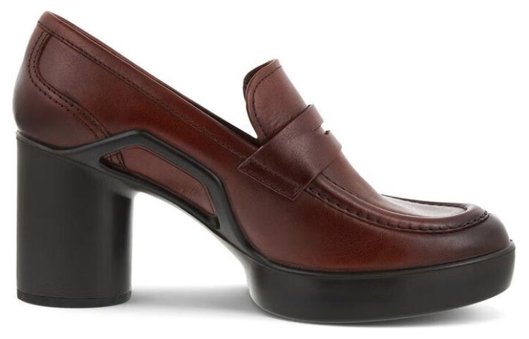 Order (W) ECCO Sepatu Platform Kulit 'Hak Chunky Burgundy' 20734301053