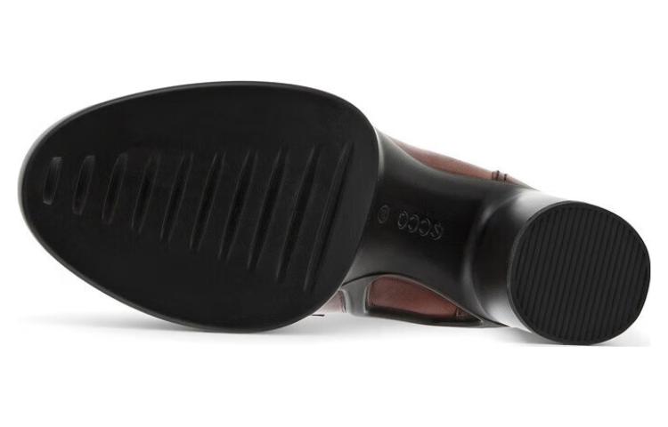 Shop ecco愛步 皮革 時尚增高 粗跟 高筒鞋 女款 酒紅色