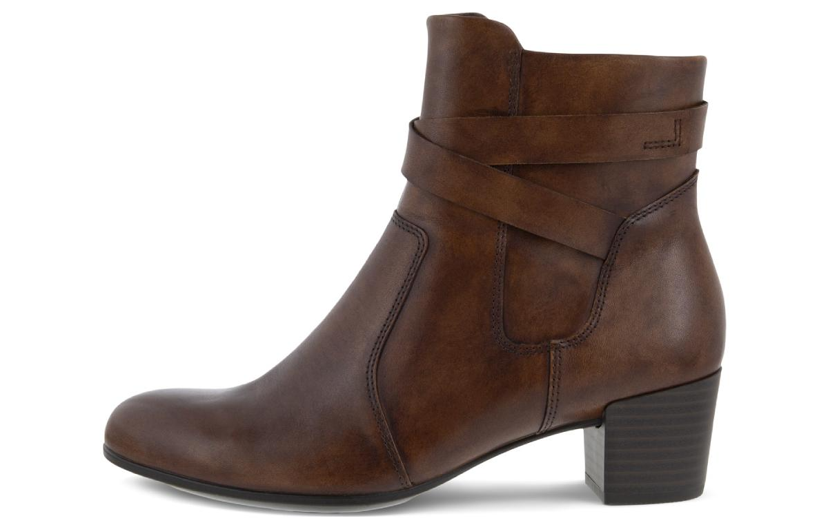 (W) ECCO Leather Fashion Versatile Ankle Boot 'Brown'