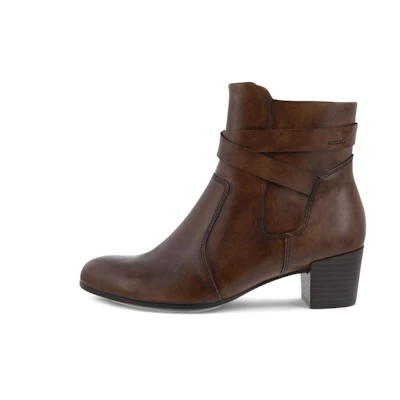 (W) ECCO Leather Fashion Versatile Ankle Boot 'Brown'