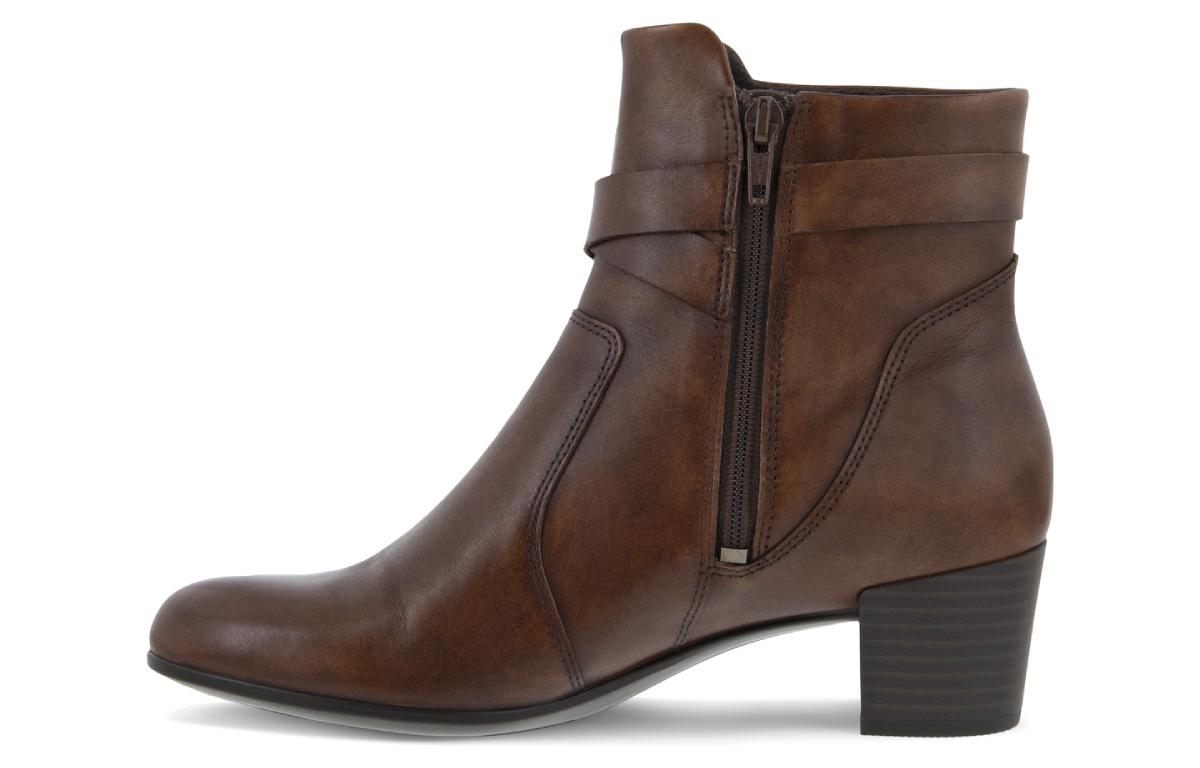 (W) ECCO Leather Fashion Versatile Ankle Boot 'Brown' 圖 2