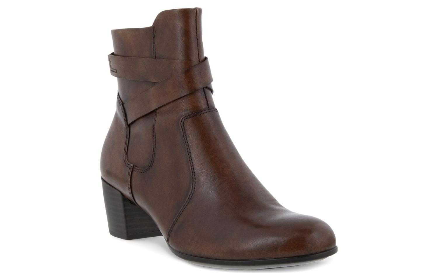 (W) ECCO Leather Fashion Versatile Ankle Boot 'Brown' 圖 3