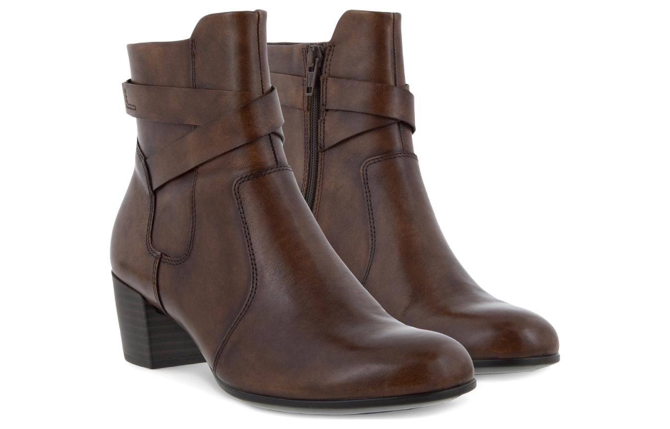 (W) ECCO Leather Fashion Versatile Ankle Boot 'Brown' 圖 4