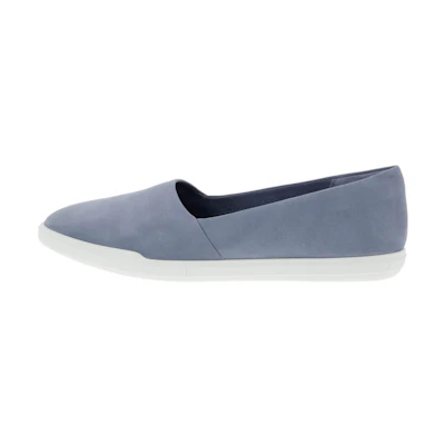 (W) ECCO Leather Flat 'Meng Meng Blue'