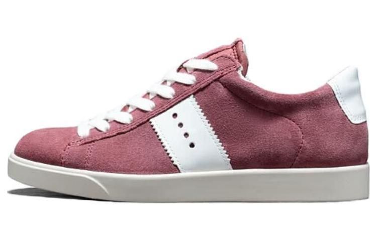 (W) ECCO Leather Low-Top Sneaker 'White Red'