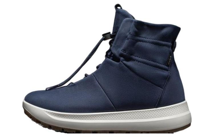 (Women) ECCO Leather Plain Lace-Up Boots 'Midnight Blue' 42011302303