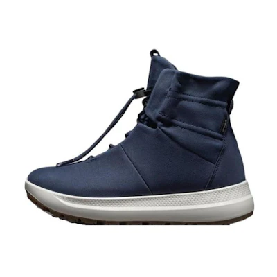 (W) ECCO Leather Plain Lace-Up Boots 'Midnight Blue'