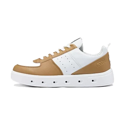 (W) ECCO Leather Round-Toe Lace-Up Mid-Top Sneaker 'Tan Yellow'