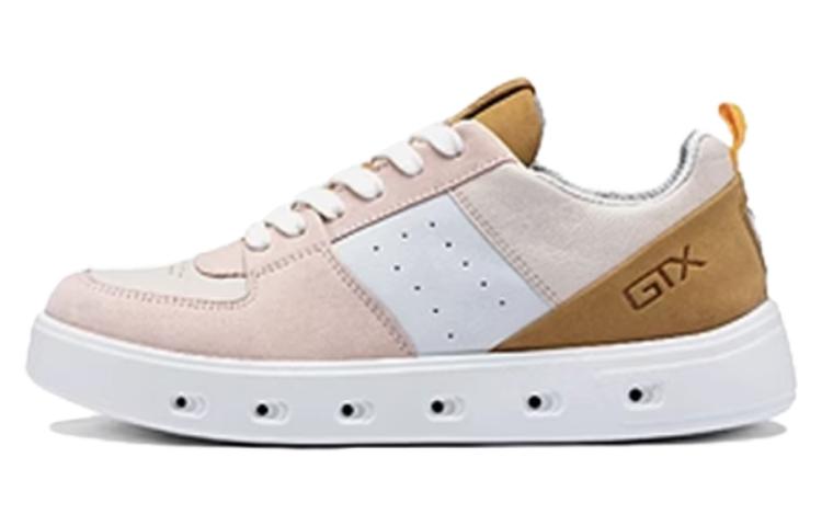 (W) ECCO Leather Round-Toe Lace-Up Mid-Top Sneaker 'Nude Pink'