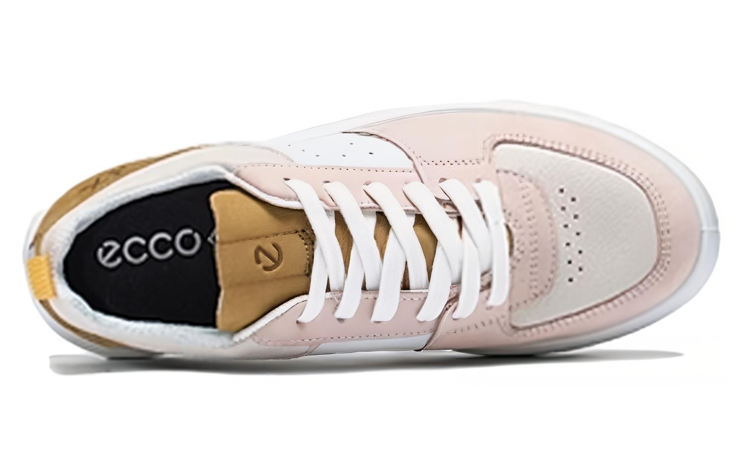 (W) ECCO Leather Round-Toe Lace-Up Mid-Top Sneaker 'Nude Pink' 圖 4