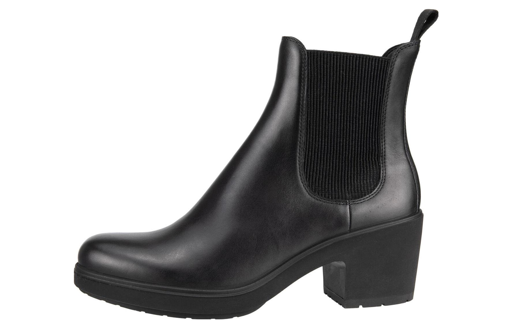 (Women) ECCO Leather Round-Toe Slip-On High-Top Chelsea Boots 'Black' 22221301001