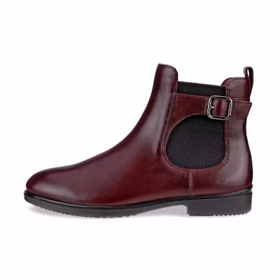 (W) ECCO Leather Round Toe Chelsea Boot 'Wine Red'