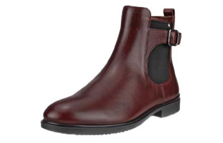 (W) ECCO Leather Round Toe Chelsea Boot 'Wine Red' 圖 3