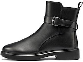(Women) ECCO Leather Round Toe Flat Heel Short Martin Boots 'Black/Terracotta' 22201301667 (Women) ECCO Leather Round Toe Flat Heel Short Martin Boots 'Black/Terracotta' 22201301667