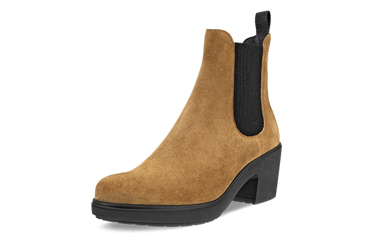 (W) ECCO Leather Round Toe High-Top Chelsea Boots 'Khaki' 圖 2