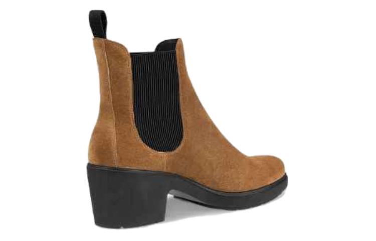 (W) ECCO Leather Round Toe High-Top Chelsea Boots 'Khaki' 圖 3