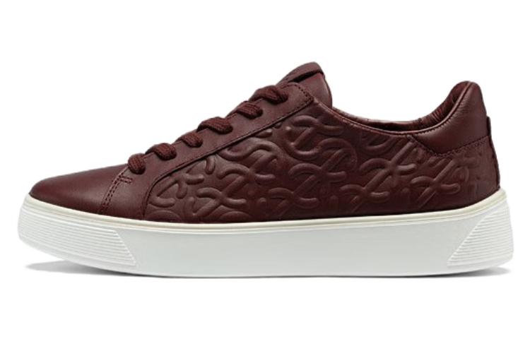 (Women) ECCO Leather Round Toe Lace-Up Low-Top Sneaker 'Burgundy' 29153301588