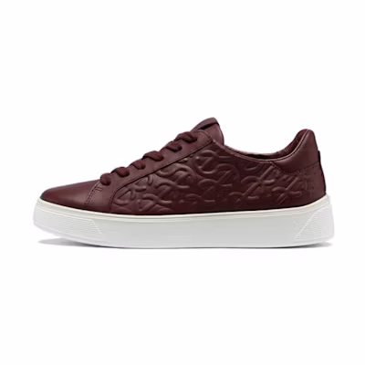 (W) ECCO Leather Round Toe Lace-Up Low-Top Sneaker 'Burgundy'