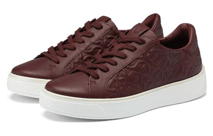 (W) ECCO Leather Round Toe Lace-Up Low-Top Sneaker 'Burgundy' 圖 2