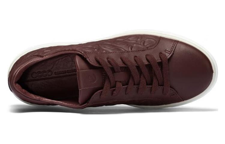 (W) ECCO Leather Round Toe Lace-Up Low-Top Sneaker 'Burgundy' 圖 3