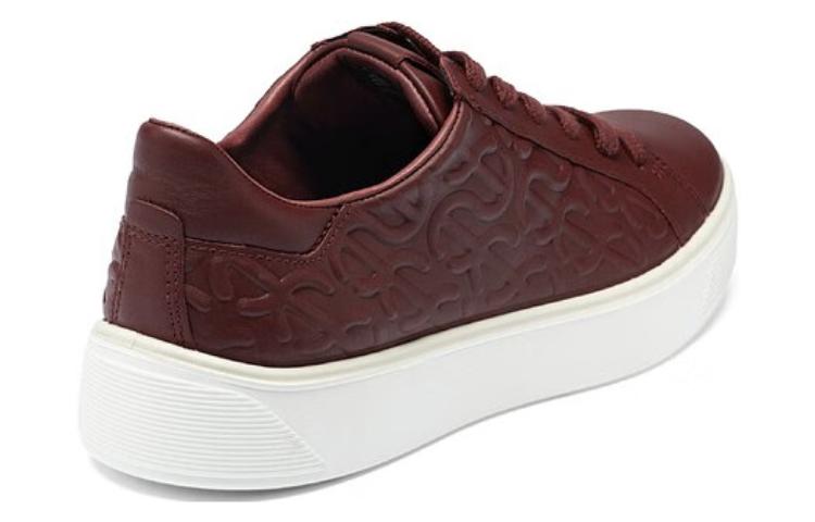 (W) ECCO Leather Round Toe Lace-Up Low-Top Sneaker 'Burgundy' 圖 4