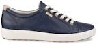 Order (W) ECCO Zapatos de Cuero Punta Redonda Azul Marino Bajo con Cordones 43000311038