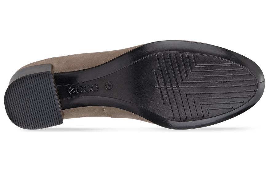 Shop ecco愛步 皮革 圓頭套腳 粗跟 高跟鞋 3.5cm 女款 灰色