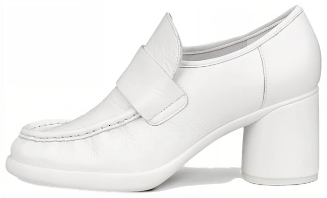 ecco愛步 皮革 圓頭套穿 粗跟 高跟鞋 5.5cm 女款 白色 Buy ecco愛步 皮革 圓頭套穿 粗跟 高跟鞋 5.5cm 女款 白色